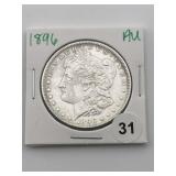 1896 AU Morgan Silver Dollar Coin