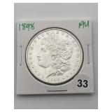1898 AU Morgan Silver Dollar Coin