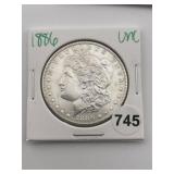 1886 UNC Morgan Silver Dollar Coin