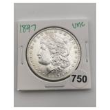 1897 UNC Morgan Silver Dollar Coin