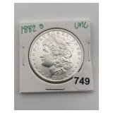 1882 S UNC Morgan Silver Dollar Coin