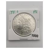 1881 O AU Morgan Silver Dollar Coin