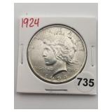 1924 Peace Silver Dollar Coin