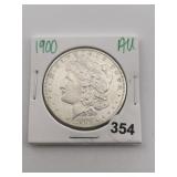 1900 AU Morgan Silver Dollar Coin
