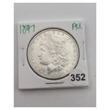 1897 AU Morgan Silver Dollar Coin