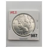 1922 Peace Silver Dollar Coin