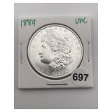 1889 UNC Morgan Silver Dollar Coin