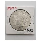 1934 S Peace Silver Dollar Coin