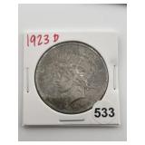 1923 D Peace Silver Dollar Coin