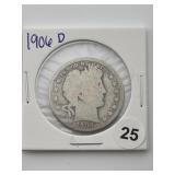 1906 D Barber Half Dollar Coin
