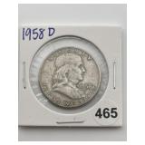 1958 D Franklin Half Dollar Silver Coin