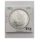 1886 UNC Morgan Silver Dollar Coin