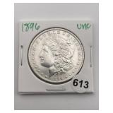 1896 UNC Morgan Silver Dollar Coin