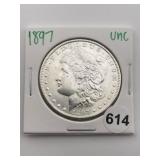 1897 UNC Morgan Silver Dollar Coin