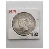 1924 Peace Silver Dollar Coin