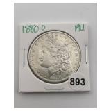 1880 O AU Morgan Silver Dollar Coin