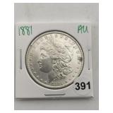 1881 AU Morgan Silver Dollar Coin
