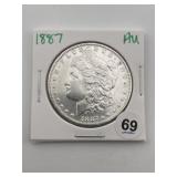 1887 AU Morgan Silver Dollar Coin
