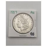 1887 AU Morgan Silver Dollar Coin