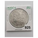 1884 O AU Morgan Silver Dollar Coin