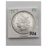 1887 AU Morgan Silver Dollar Coin