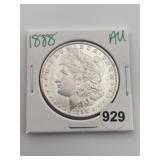 1888 AU Morgan Silver Dollar Coin