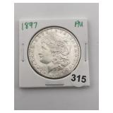 1897 AU Morgan Silver Dollar Coin