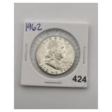 1962 Franklin Half Dollar Silver Coin