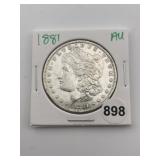 1881 AU Morgan Silver Dollar Coin