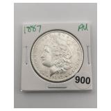 1887 AU Morgan Silver Dollar Coin