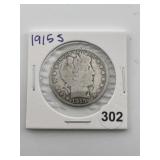 1915 S Barber Half Dollar Coin