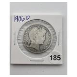 1906 D Barber Half Dollar Coin