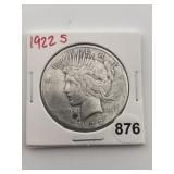 1922 S Peace Silver Dollar Coin