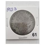 1921 S Morgan Silver Dollar Coin