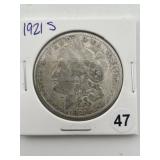 1921 S Morgan Silver Dollar Coin
