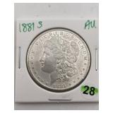 1881 S AU Morgan Silver Dollar Coin