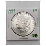 1889 AU Morgan Silver Dollar Coin
