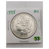 1888 AU Morgan Silver Dollar Coin