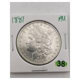 1881 AU Morgan Silver Dollar Coin
