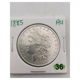 1885 AU Morgan Silver Dollar Coin