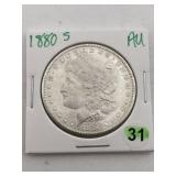 1880 S AU Morgan Silver Dollar Coin