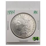 1884 AU Morgan Silver Dollar Coin