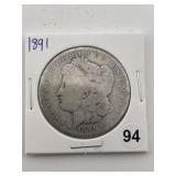 1891 Morgan Silver Dollar Coin