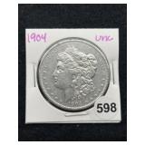 1904 UNC Morgan Silver Dollar Coin