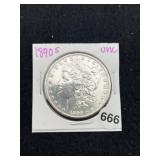 1890 S UNC Morgan Silver Dollar Coin