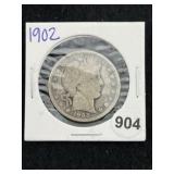 1902 Barber Half Dollar Silver Coin