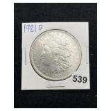 1921 D Morgan Silver Dollar Coin