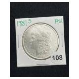 1881 S AU Morgan Silver Dollar Coin