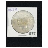 1922 D Peace Silver Dollar Coin