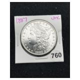 1887 UNC Morgan Silver Dollar Coin